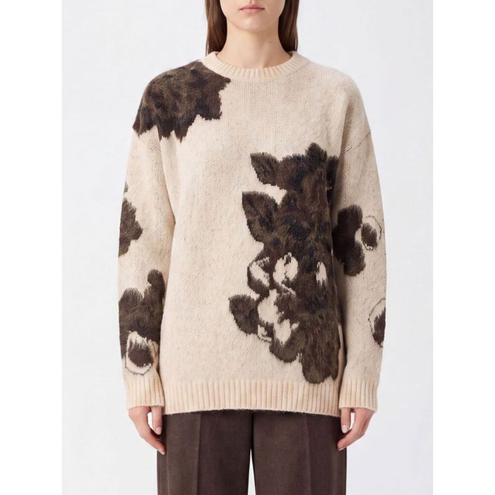 Ruggito Floral Print Wool Blend Jumper Pinko With A Relaxed Fit